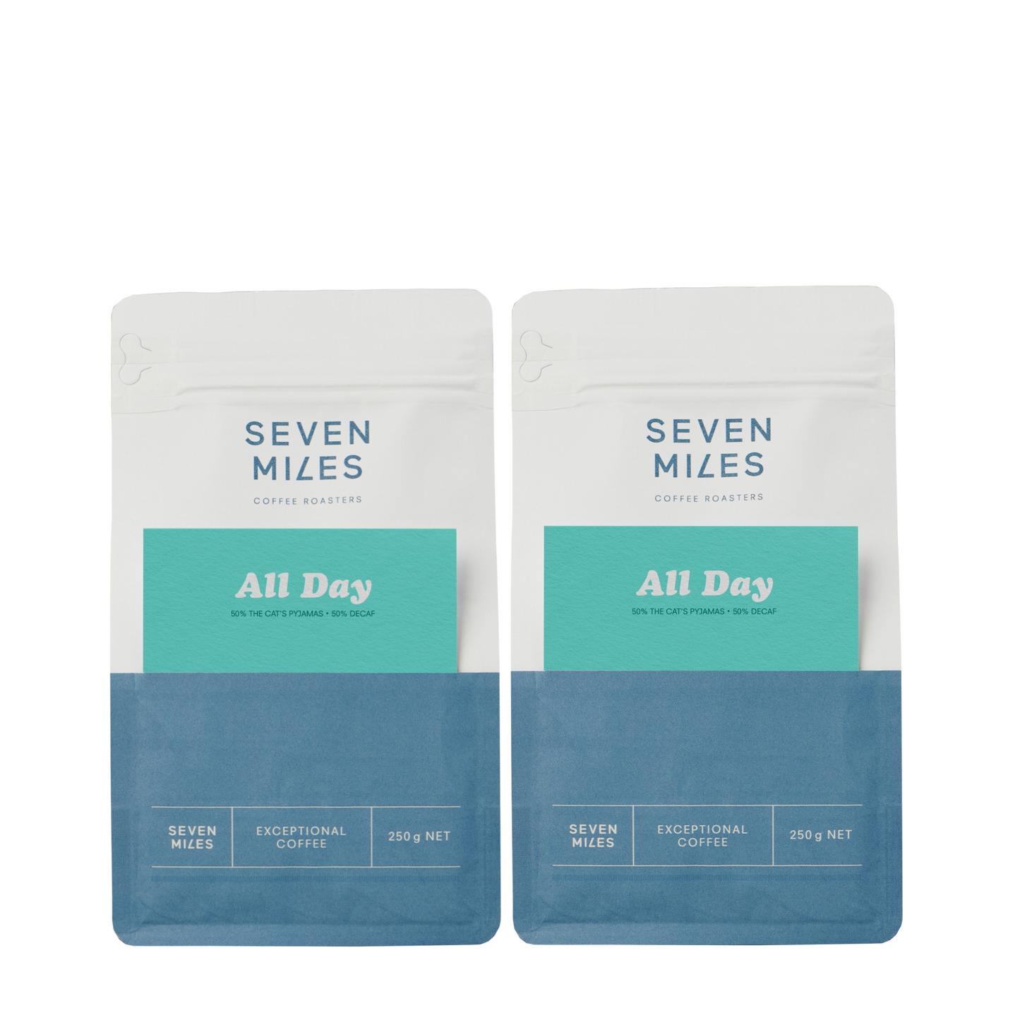Two packages of Seven Miles Coffee of 250gr 'All Day'