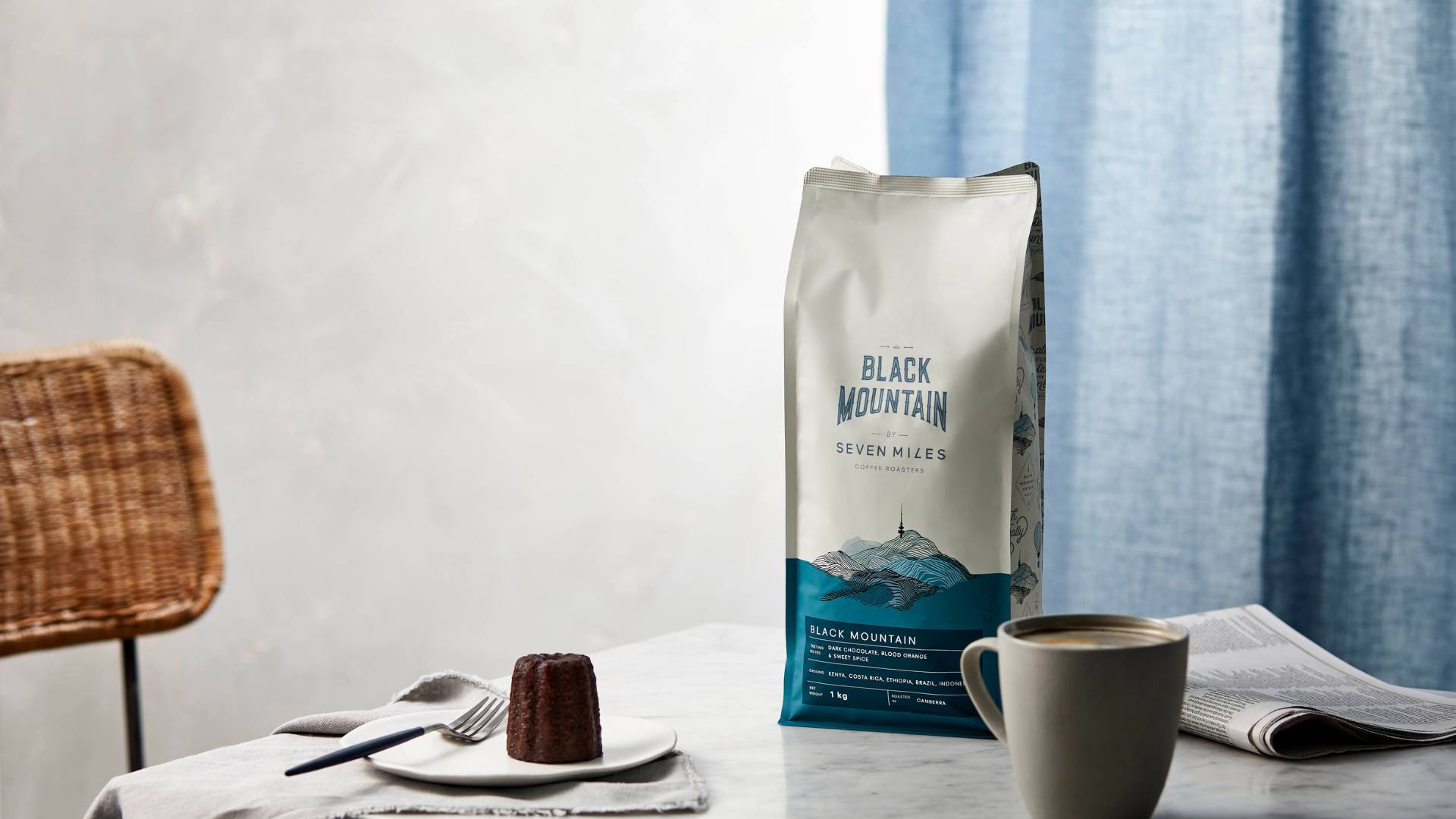black mountain coffee bag on table