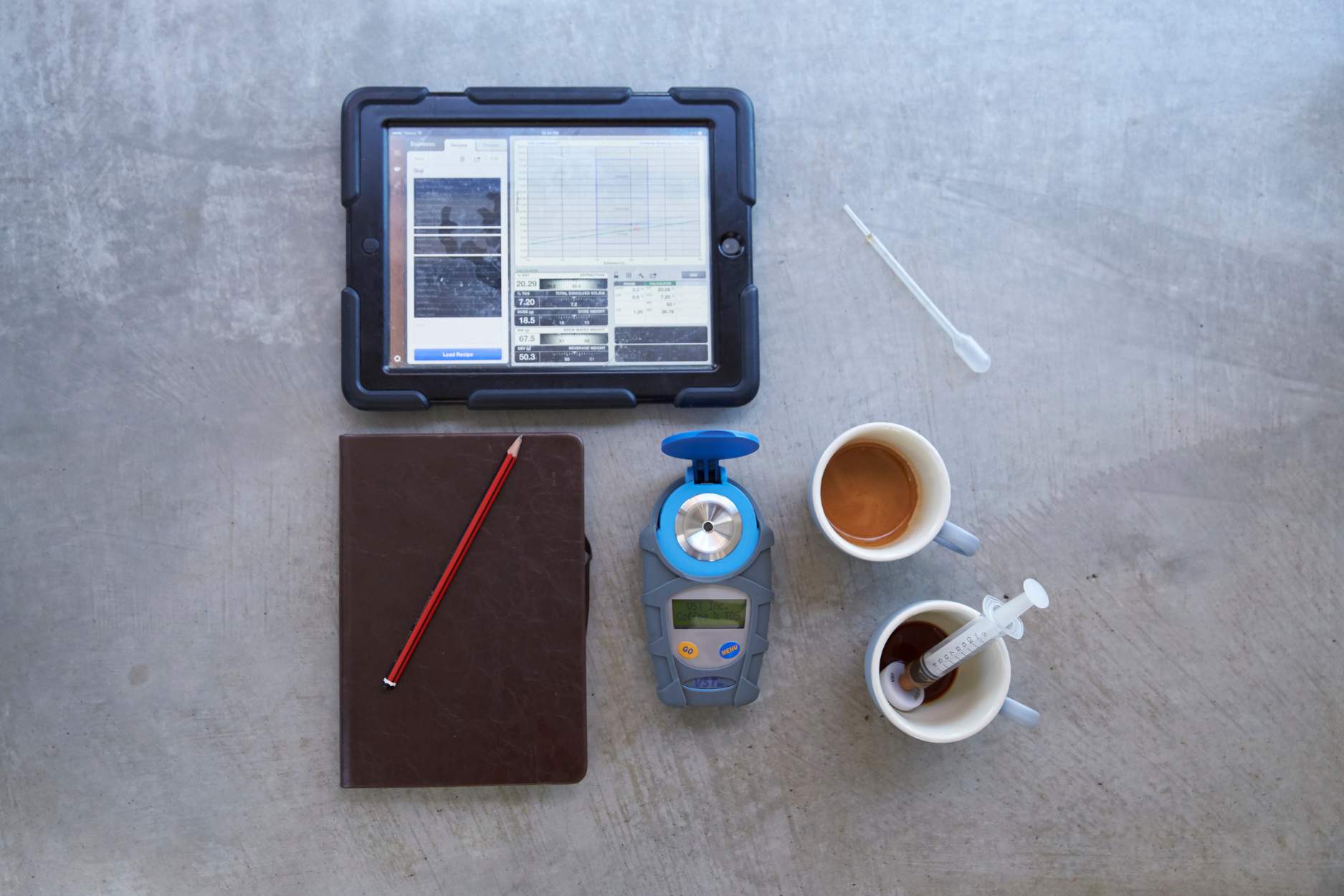 coffee science tools measuring extraction on bench