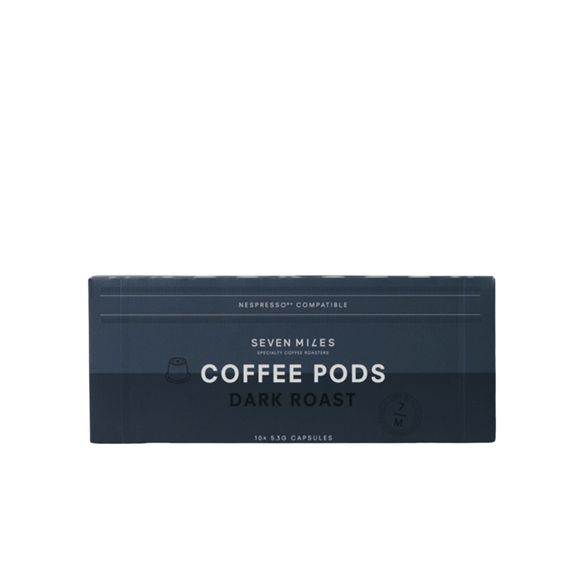 Seven Miles Dark Roast coffee pods 10 pack. 