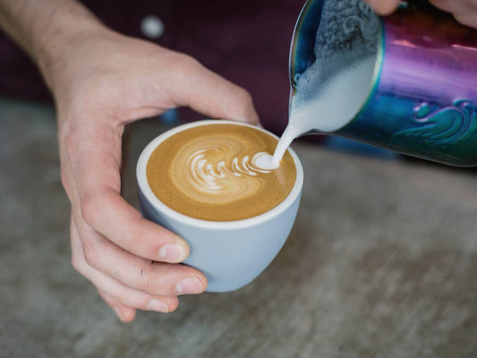 barista pouring latte art|||steamed milk silky texture for latte art|wrong texture latte art|pull through speed latte|waiting too long to pour latte art