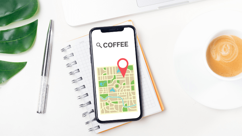 how to put your cafe on the map header graphic|claim business google maps|google 3 pack cafe local search|google local search cover pic|online review response|waze ad formats|Google 3 pack local search screenshot