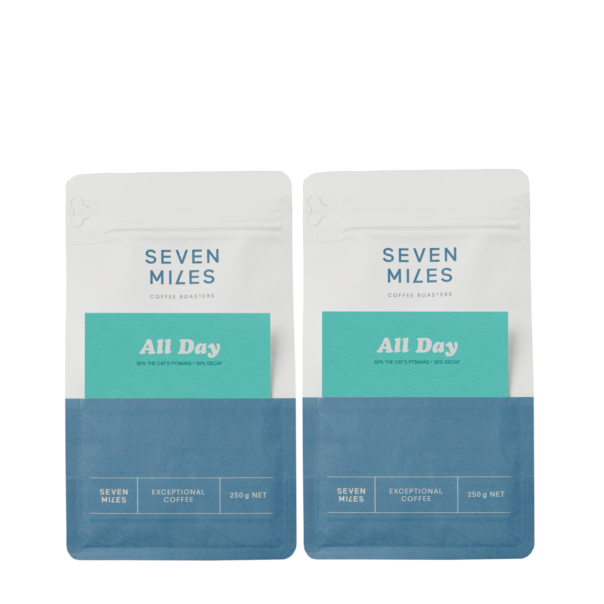 Two packages of Seven Miles Coffee of 250gr 'All Day' 