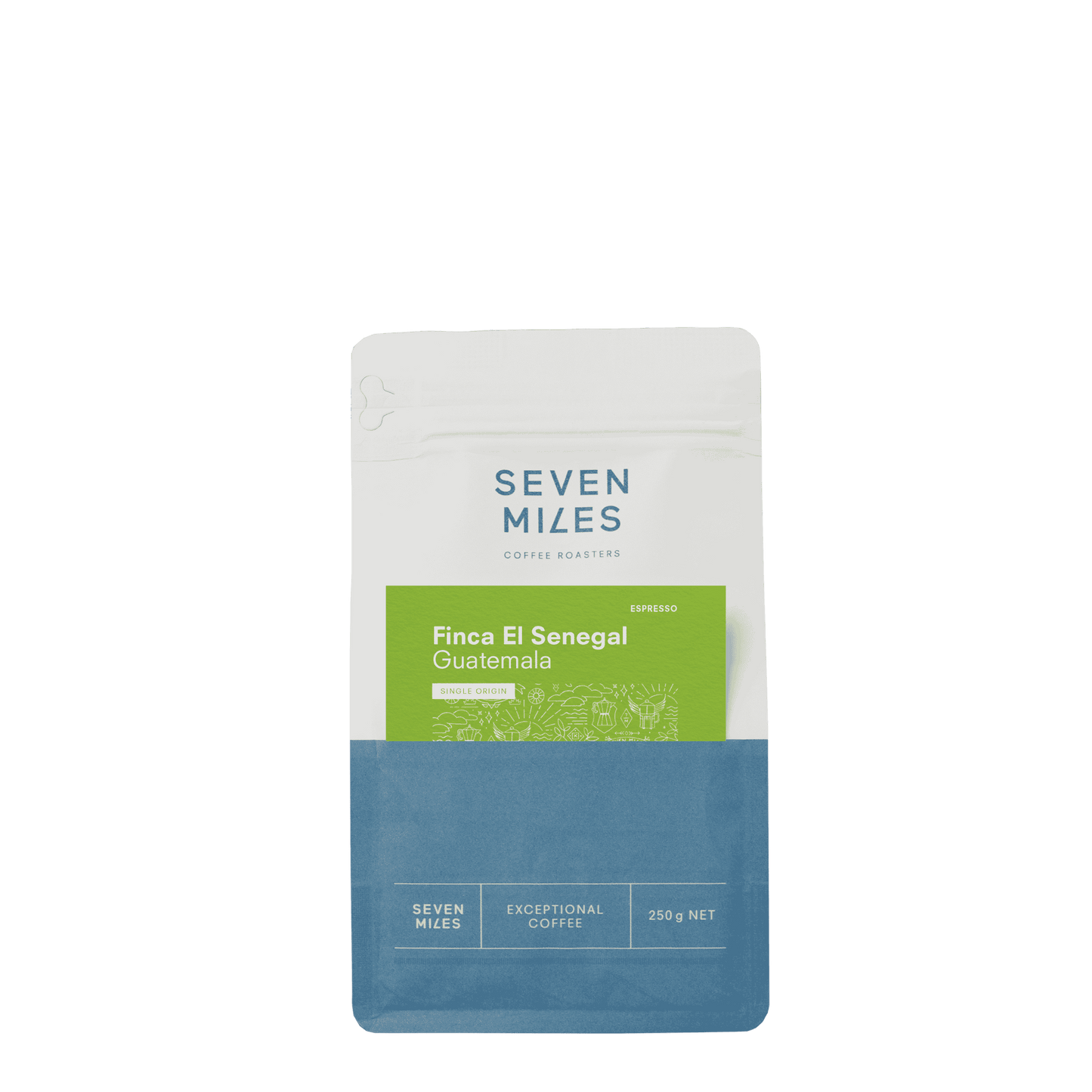 Guatemalan Single Origin Coffee Espresso Roast Package on a white background 