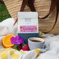 Coffee bag on a pblanket with a coffee 