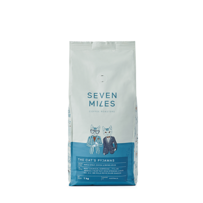 Seven Miles Coffee 1kg whole bean bag – premium Australian specialty roasted coffee.