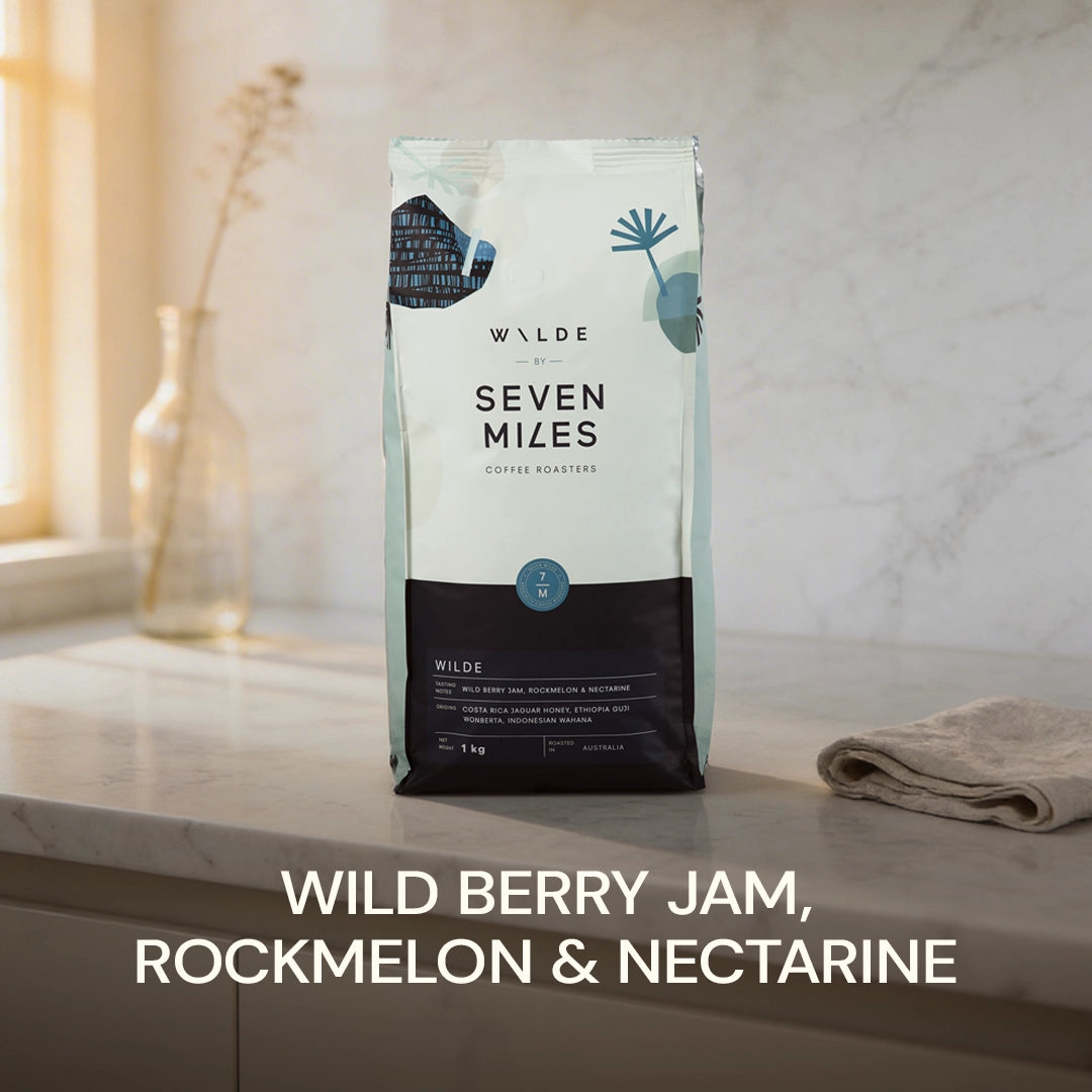 Seven Miles Wilde 1kg whole bean coffee – Wild Berry Jam, Rockmelon & Nectarine specialty blend