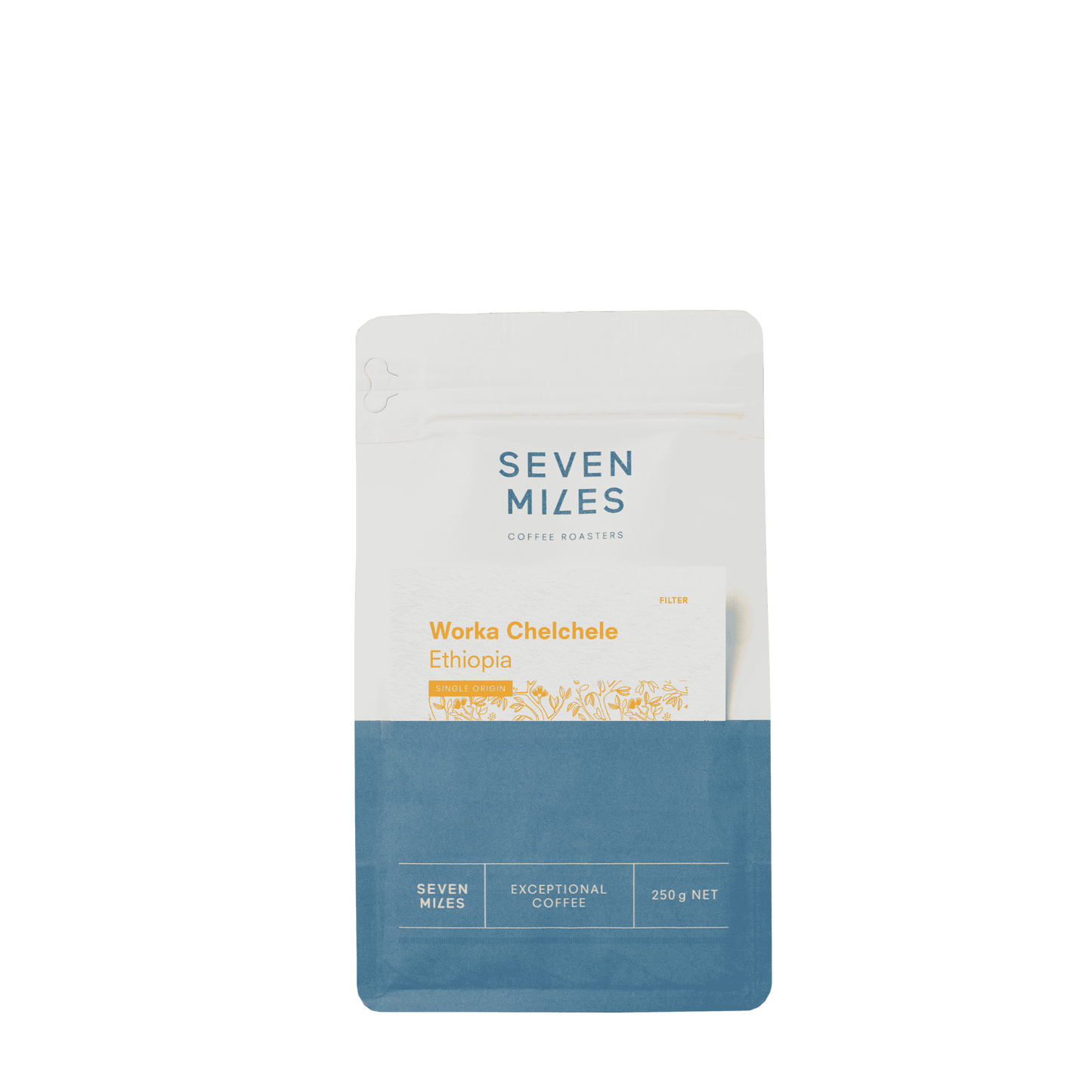 Ethiopian Single Origin rom Seven Miles Coffee coffee package with 'Worka Chelchеlе Ethiopia' Filter roast 