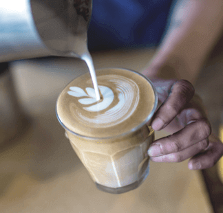 latte art milk pouring