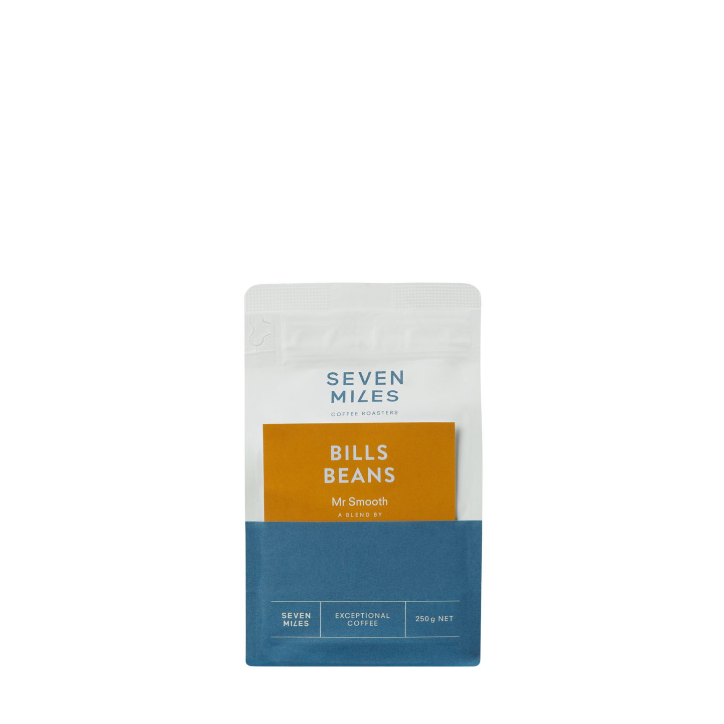 Seven Miles Coffee 250g Mr Smooth is exactly that, a smooth blend which carries notes of silky caramel, juicy apricot, barley sugar, and stewed stone fruit with a long chocolaty finish. It’s a great all-rounder being perfect for milk-based coffees while at the same time tasting delicious served black.